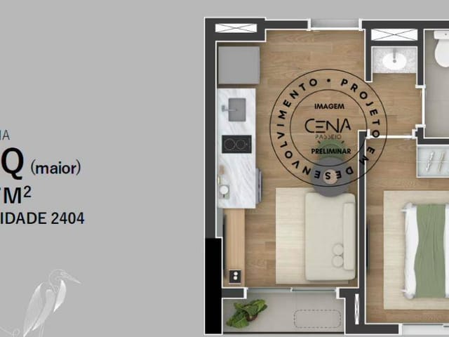 Apartamento 1 quarto e 1 banheiro, à venda, no bairro Centro em Curitiba