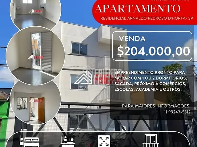 Apartamento com 45m² 2 quartos e 1 banheiro, à venda, no bairro Vila Elze em São Paulo