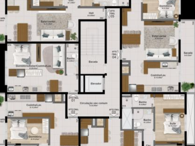 Apartamento com 115m² 2 quartos e 2 banheiros, à venda, no bairro Centro em Nova Prata