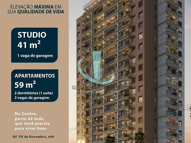 Apartamento com 59m² 2 quartos e 1 banheiro, à venda, no bairro CENTRO em ARARAQUARA