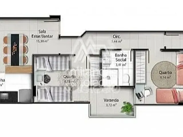 Apartamento com 92m² 3 quartos e 2 banheiros, à venda, no bairro Centro em Guarapari