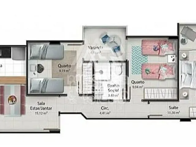 Apartamento com 92m² 3 quartos e 2 banheiros, à venda, no bairro Centro em Guarapari