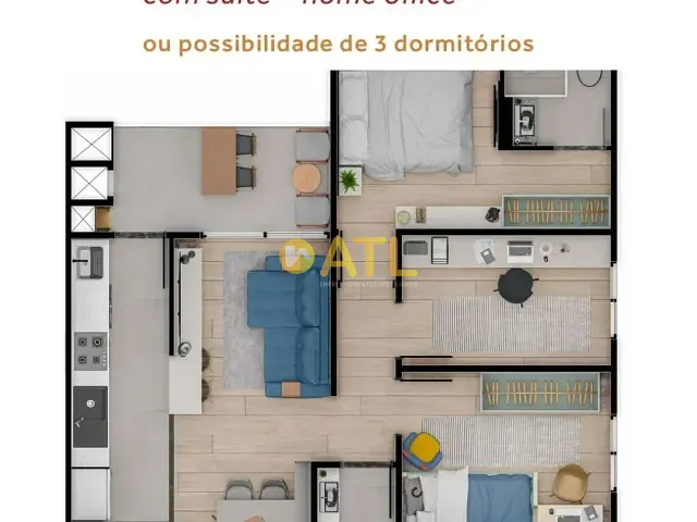 Apartamento 1 quarto e 2 banheiros, à venda, no bairro Jardim Oriental em Ourinhos