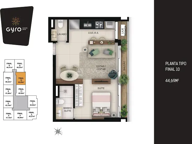 Apartamento 1 quarto e 2 banheiros, à venda, no bairro Setor Bueno em Goiânia