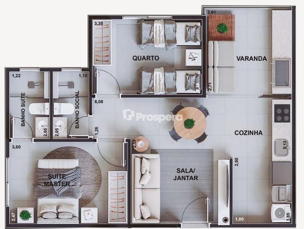 Apartamento, 2 quartos, 54 m² - Foto 2