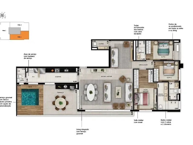 Apartamento 3 quartos e 5 banheiros, à venda, no bairro Setor Bueno em Goiânia