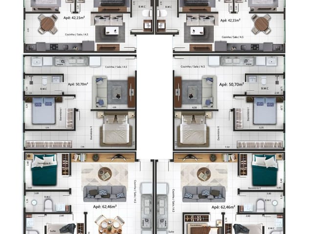 Apartamento 2 quartos e 1 banheiro, à venda, no bairro Jardim América II em Nova Mutum