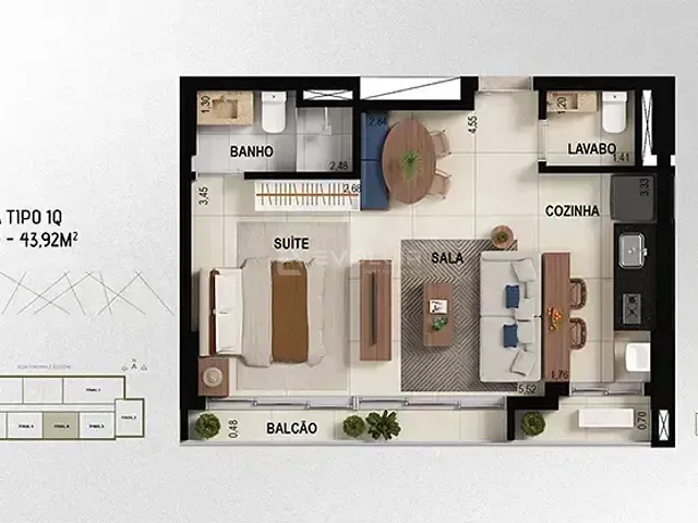 Apartamento 1 quarto e 2 banheiros, à venda, no bairro Serrinha em Goiânia