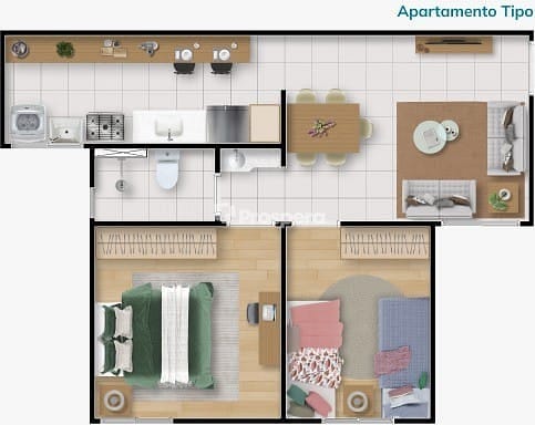 Apartamento, 2 quartos, 46 m² - Foto 3