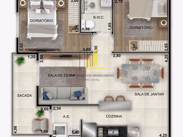 Apartamento com 62m² 2 quartos e 1 banheiro, à venda, no bairro Vila Carrão em São Paulo