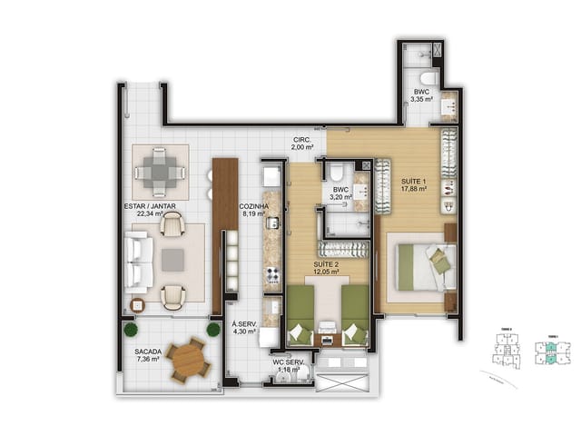 Apartamento com 190m² 3 quartos e 4 banheiros, para alugar, no bairro Centro em Florianópolis
