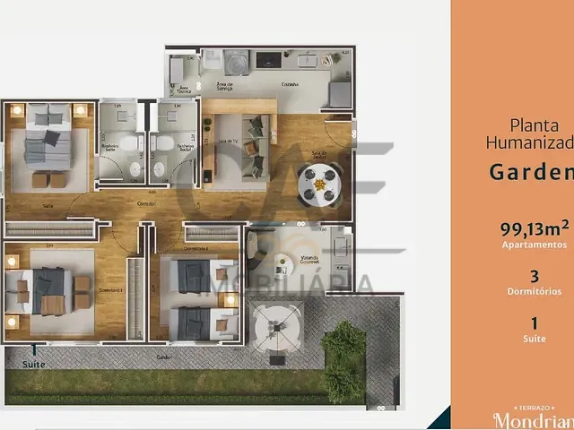 Apartamento com 73m² 3 quartos e 2 banheiros, à venda, no bairro Centro em Jaguariúna