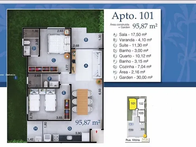Apartamento com 72m² 2 quartos e 2 banheiros, à venda, no bairro Palmeiras em Cabo Frio