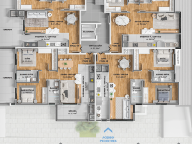 Apartamento com 80m² 2 quartos e 2 banheiros, à venda, no bairro Centro em Nova Prata