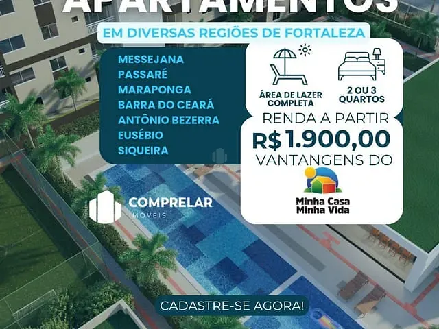 Apartamento 2 quartos e 2 banheiros, à venda, no bairro Passaré em Fortaleza