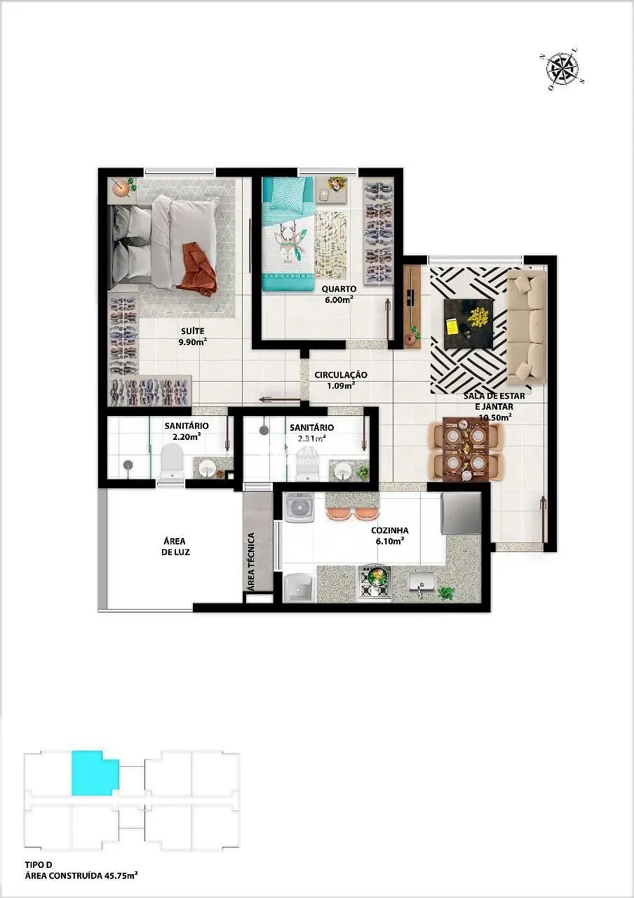 Apartamento, 2 quartos, 45 m² - Foto 14