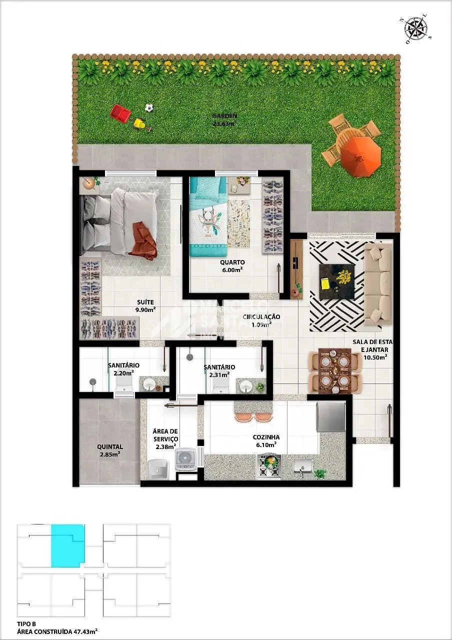 Apartamento, 2 quartos, 45 m² - Foto 12
