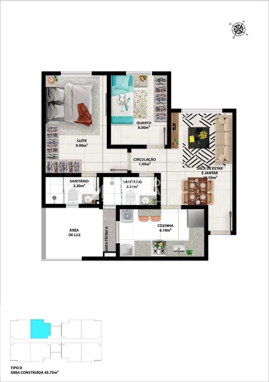 Apartamento, 2 quartos, 45 m² - Foto 14