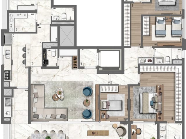 Apartamento 4 quartos e 3 banheiros, à venda, no bairro Cerqueira César em São Paulo