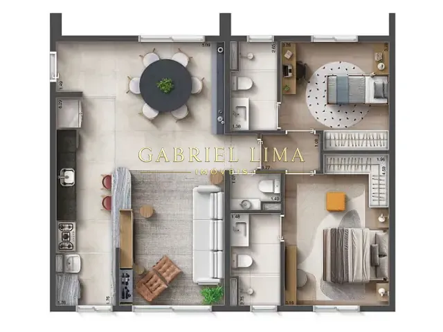 Apartamento com 87m² 2 quartos e 3 banheiros, à venda, no bairro Centro em Jundiaí