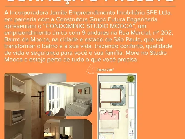 Apartamento 1 quarto e 1 banheiro, à venda, no bairro Mooca em São Paulo