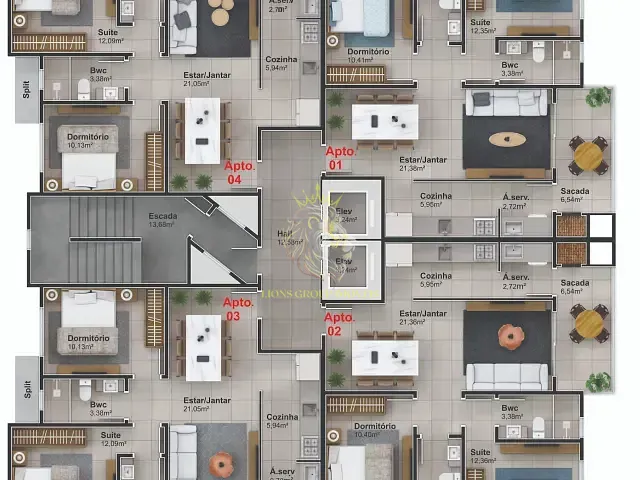 Apartamento com 102m² 2 quartos e 2 banheiros, à venda, no bairro Tabuleiro em Camboriú