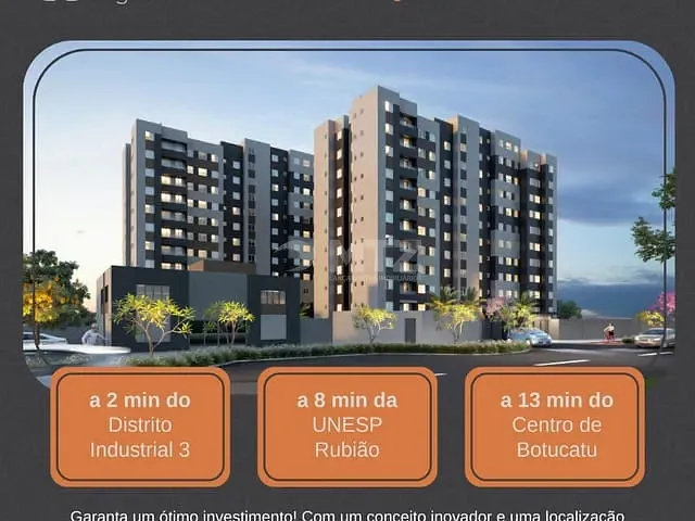 Apartamento 2 quartos e 2 banheiros, à venda, no bairro Loteamento Bem Te Vi I em Botucatu
