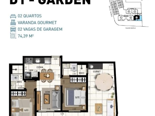 Apartamento 2 quartos e 2 banheiros, à venda, no bairro São Mateus em Juiz de Fora