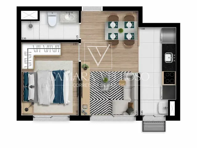 Apartamento 1 quarto e 1 banheiro, à venda, no bairro Vila Mogilar em Mogi das Cruzes