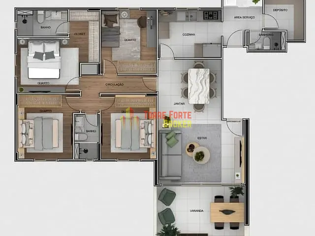 Apartamento com 118m² 4 quartos e 3 banheiros, à venda, no bairro Buritis em Belo Horizonte