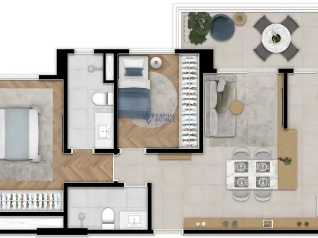 Apartamento 2 quartos e 2 banheiros, à venda, no bairro Jardim Alvorada em São José dos Campos