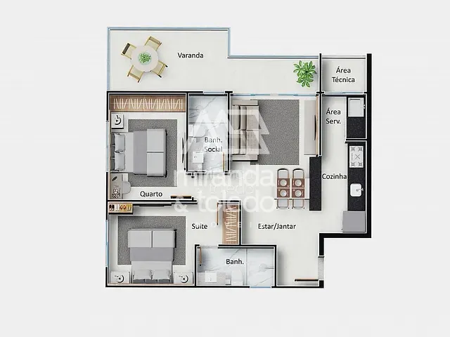 Apartamento com 67m² 2 quartos e 2 banheiros, à venda, no bairro Muquiçaba em Guarapari