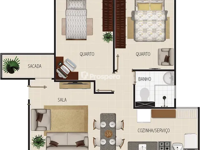 Apartamento 2 quartos e 1 banheiro, à venda, no bairro Vila Jayara em Anápolis