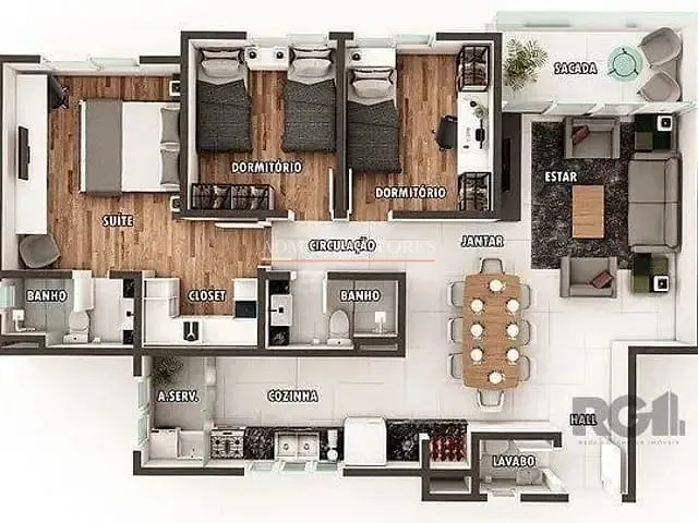Apartamento com 96m² 3 quartos e 2 banheiros, à venda, no bairro Vila Eunice Nova em Cachoeirinha