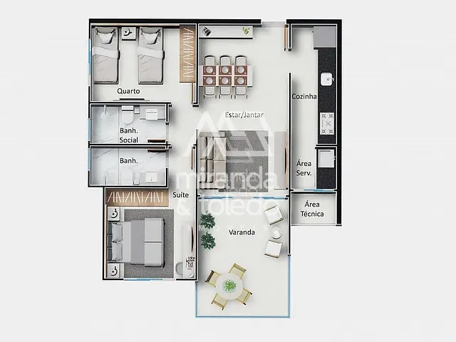 Apartamento com 73m² 2 quartos e 2 banheiros, à venda, no bairro Muquiçaba em Guarapari