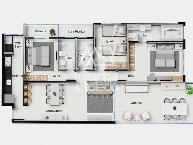 Apartamento com 114m² 3 quartos e 3 banheiros, à venda, no bairro Muquiçaba em Guarapari