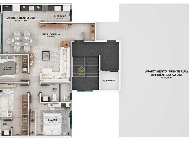 Apartamento 3 quartos e 2 banheiros, à venda, no bairro Jardim Belvedere em Volta Redonda