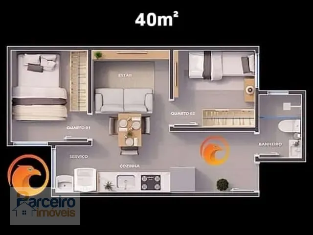 Apartamento com 40m² 2 quartos e 1 banheiro, à venda, no bairro Vila Nova Manchester em São Paulo