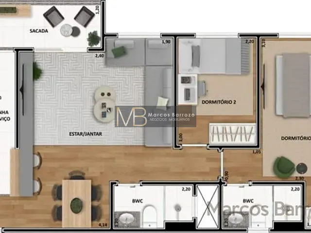 Apartamento com 64m² 2 quartos e 2 banheiros, à venda, no bairro Aurora em Londrina