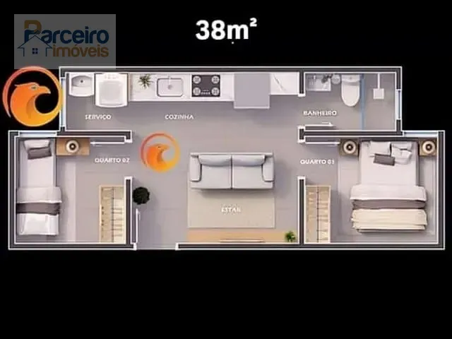 Apartamento com 38m² 2 quartos e 1 banheiro, à venda, no bairro Vila Nova Manchester em São Paulo