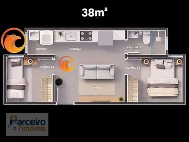 Apartamento com 38m² 2 quartos e 1 banheiro, à venda, no bairro Vila Nova Manchester em São Paulo