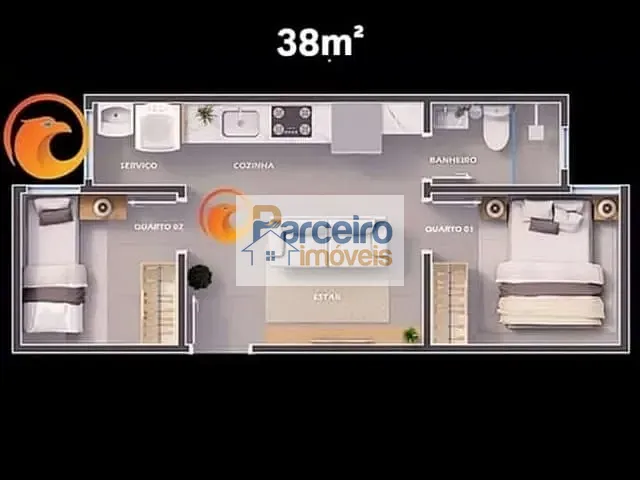 Apartamento com 38m² 2 quartos e 1 banheiro, à venda, no bairro Vila Nova Manchester em São Paulo