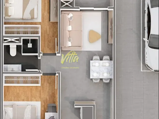 Apartamento com 59m² 2 quartos e 1 banheiro, à venda, no bairro Campina da Barra em Araucária