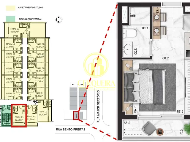 Apartamento 1 quarto e 1 banheiro, à venda, no bairro República em São Paulo