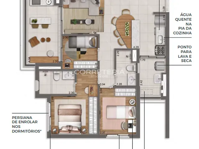 Apartamento com 77m² 3 quartos e 2 banheiros, à venda, no bairro Santo Amaro em São Paulo