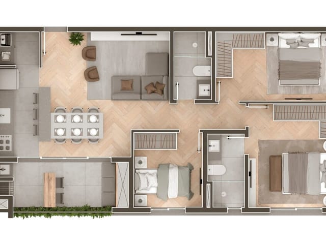 Foto do Apartamento - Apartamento à venda 3 Quartos 1 Suite 1 Vaga 77.86M² Água Verde Curitiba - PR | Copaíba | IMOBILIÁRIA TRIHOUSES