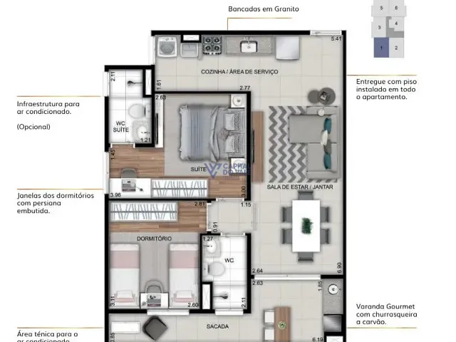 Apartamento 2 quartos e 1 banheiro, à venda, no bairro Itaguá em Ubatuba