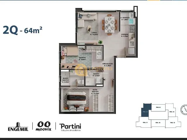 Apartamento com 78m² 2 quartos e 2 banheiros, à venda, no bairro Parque Amazônia em Goiânia