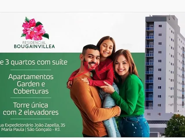 Apartamento com 69m² 2 quartos e 2 banheiros, à venda, no bairro Maria Paula em São Gonçalo
