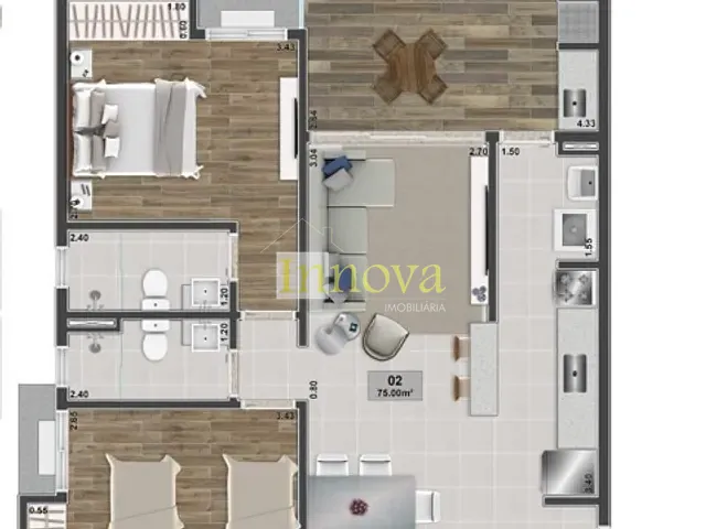 Apartamento com 74m² 2 quartos e 2 banheiros, à venda, no bairro Martim de Sá em Caraguatatuba